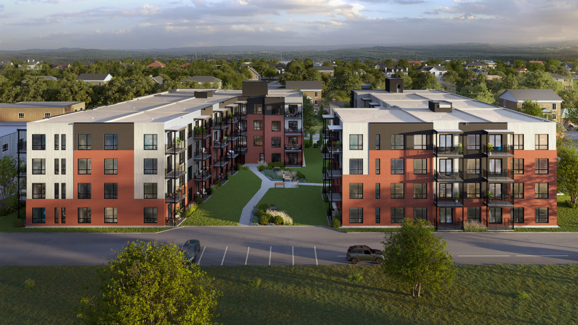 Le Picardie, appartements et cour intérieure à Vaudreuil-Dorion